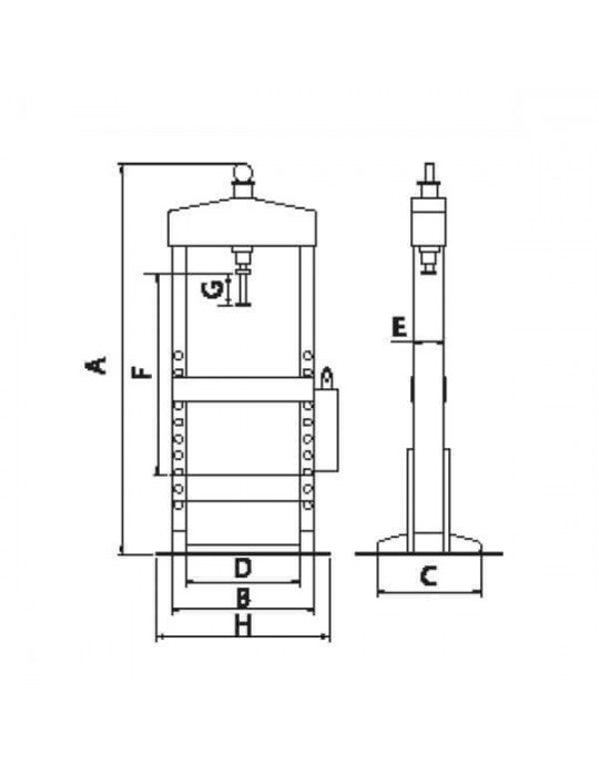 Prensa hidráulica con cilindro móvil METALLKRAFT_plano