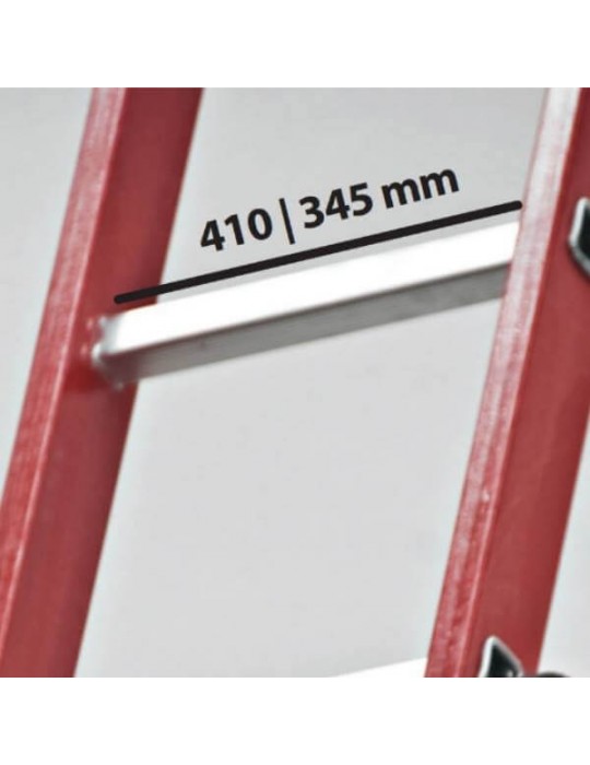 Escalera de Fibra de Vidrio 2 Tramos 2x7 Peldaños - ancho