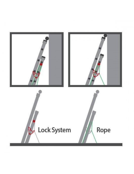Escalera de Fibra con Cuerda - 2 Tramos 2x7 Peldaños - detalle